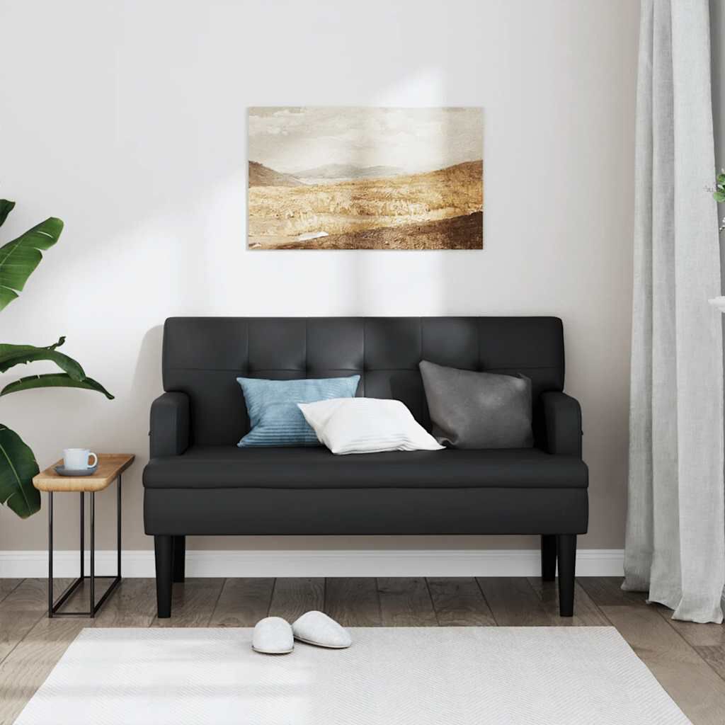 vidaXL Bench with Backrest Black 112x65.5x75 cm Faux Leather