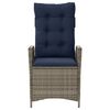vidaXL Reclining Garden Chair with Cushions Grey Poly Rattan