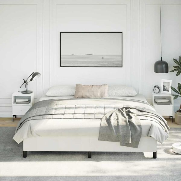 vidaXL Bed Frame without Mattress White 193x203 cm King Faux Leather