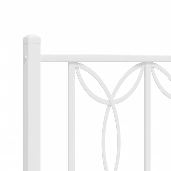 vidaXL Metal Bed Frame without Mattress with Headboard White 150x200cm