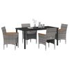 vidaXL Garden Dining Set with Cushion 5 pcs Grey Poly Rattan