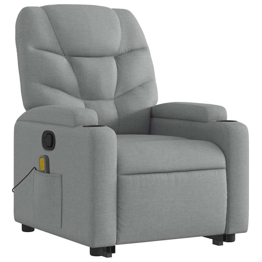 vidaXL Stand up Massage Recliner Chair Light Grey Fabric
