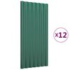 vidaXL Roof Panels 12 pcs Galvanised Steel Green 80x36 cm