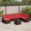 vidaXL Sofa Set with Cushion 9 pcs Brown Poly Rattan