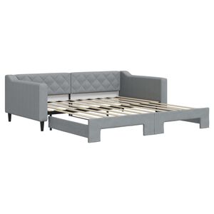 vidaXL Daybed with Trundle without Mattress Light Grey 100x190 cm