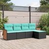 vidaXL 5 Piece Garden Sofa Set with Cushions Black Poly Rattan