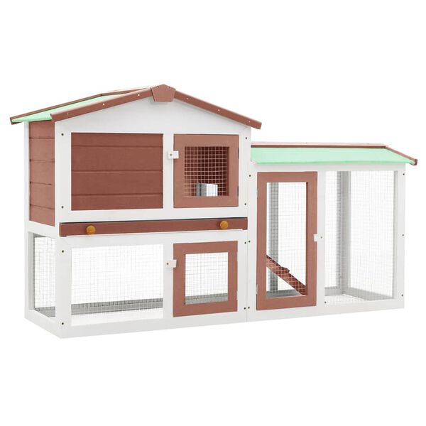 vidaXL Outdoor Large Rabbit Hutch Brown and White 145 x 45 x 84 Wood
