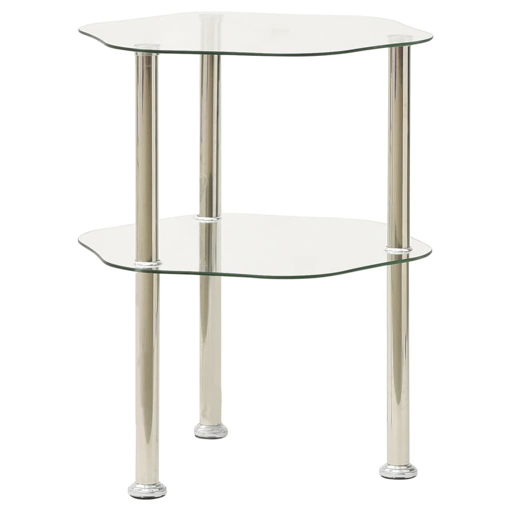 vidaXL 2-Tier Side Table Transparent 38x38x50 cm Tempered Glass