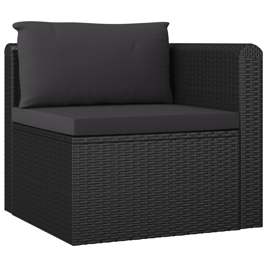 vidaXL 10 Piece Garden Lounge Set with Cushions Poly Rattan Black