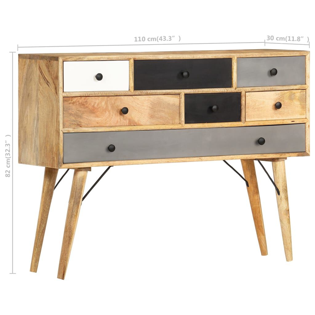 vidaXL Sideboard 110x30x82 cm Solid Mango Wood