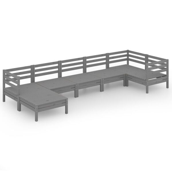 vidaXL 7 Piece Garden Lounge Set Solid Wood Pine Grey