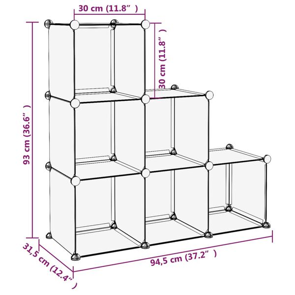 vidaXL Storage Cube Organiser with 6 Cubes Black PP