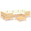 vidaXL 7 Piece Garden Lounge Set with Cream Cushions Pinewood