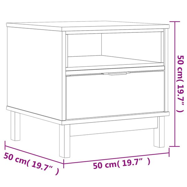 vidaXL Side Table FLAM 50x50x50 cm Solid Wood Pine