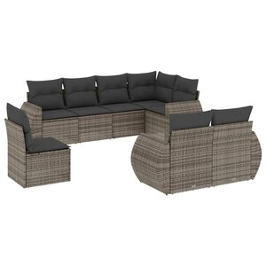 vidaXL 8 Piece Garden Sofa Set with Cushions Grey Poly Rattan