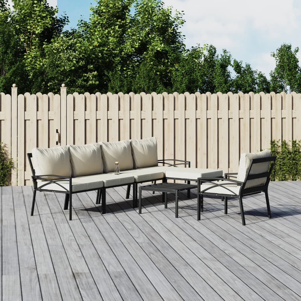 vidaXL 7 Piece Garden Lounge Set with Sand Cushions Steel