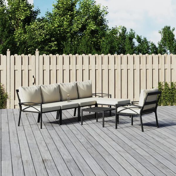 vidaXL 7 Piece Garden Lounge Set with Sand Cushions Steel