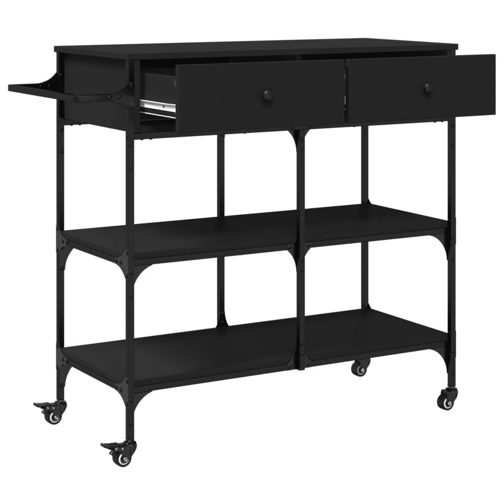 vidaXL Kitchen Trolley Black 105x42x95 cm Engineered Wood