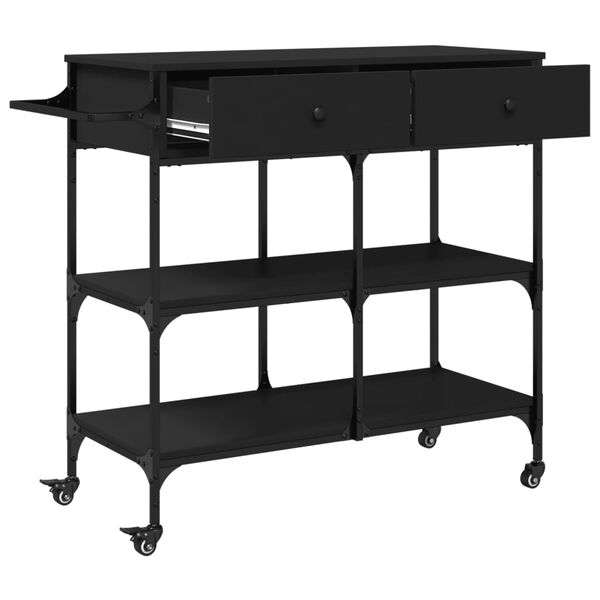 vidaXL Kitchen Trolley Black 105x42x95 cm Engineered Wood