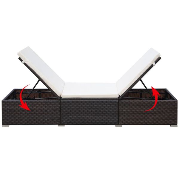 vidaXL Sun Lounger with Cushion Poly Rattan Brown
