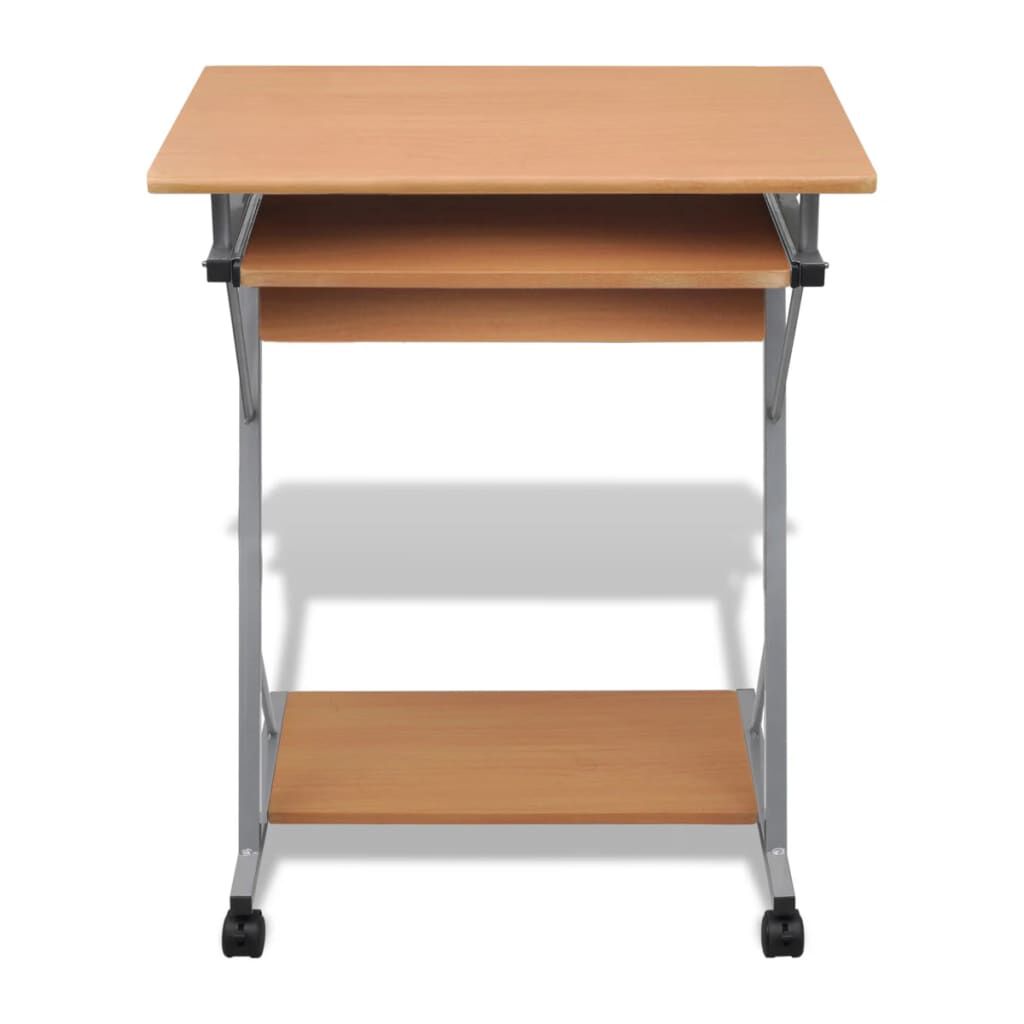vidaXL Compact Computer Desk with Pull-out Keyboard Tray Brown