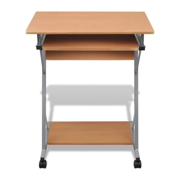 vidaXL Compact Computer Desk with Pull-out Keyboard Tray Brown