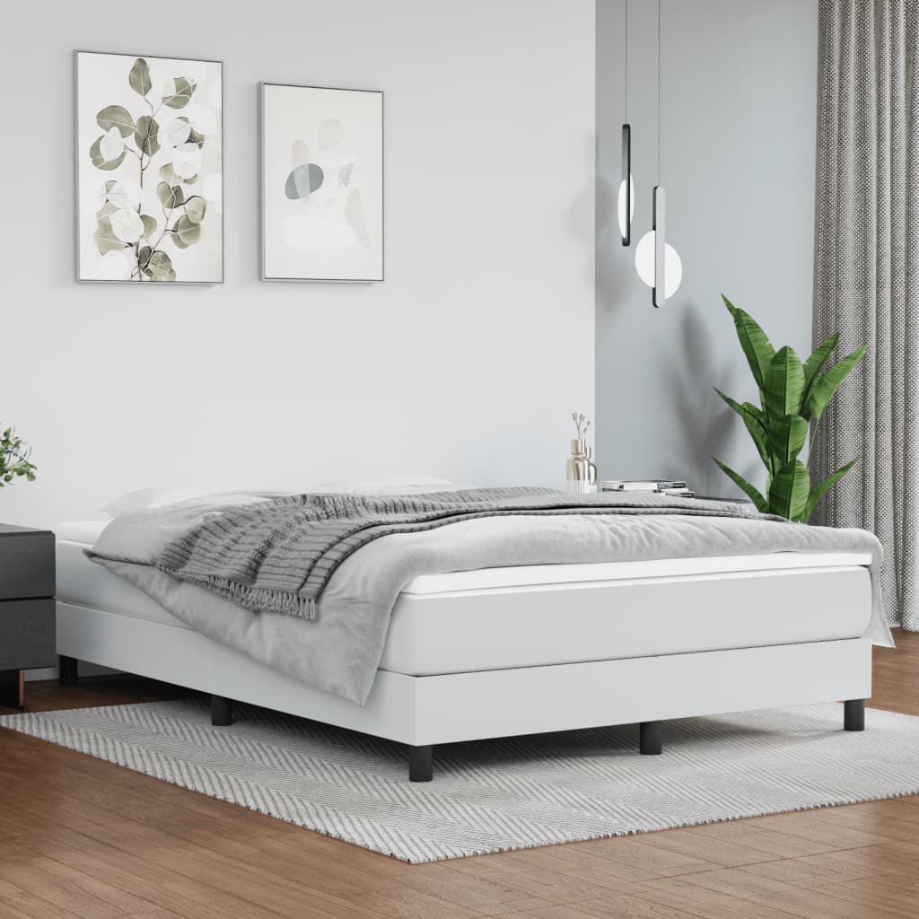 vidaXL Bed Frame without Mattress White Full Faux Leather (US Only)
