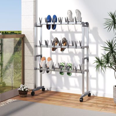 vidaXL Shoe Rack with Wheels Silver 66x27x100 cm