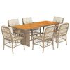 vidaXL 7 Piece Garden Dining Set with Cushions Beige Poly Rattan