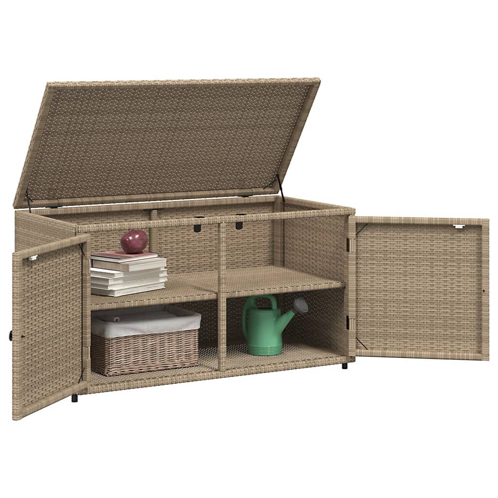 vidaXL Garden Storage Cabinet Beige 110x55x60.5 cm Poly Rattan