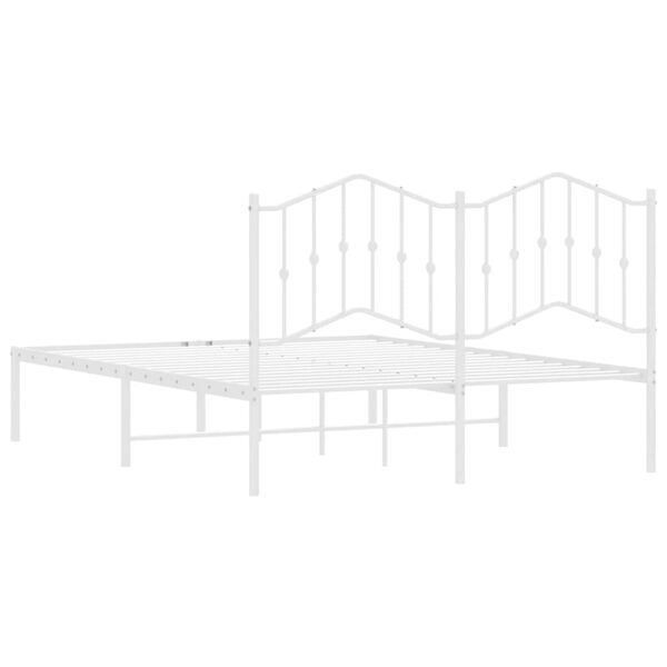 vidaXL Metal Bed Frame without Mattress with Headboard White 150x200cm