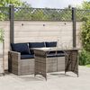 vidaXL 2 Piece Garden Dining Set with Cushions Grey Poly Rattan