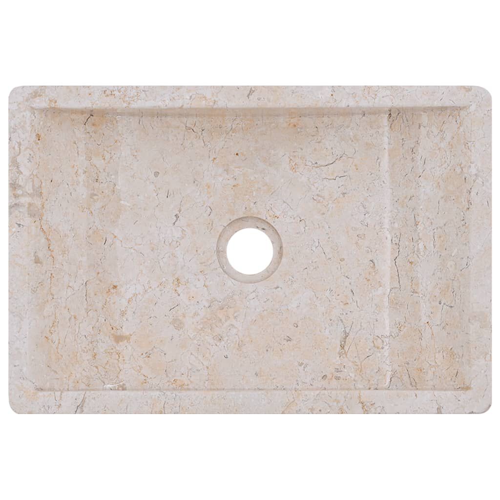 vidaXL Bathroom Vanity Cabinet with Cream Marble Sinks Solid Wood Teak