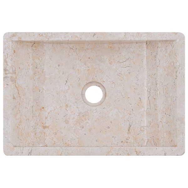 vidaXL Bathroom Vanity Cabinet with Cream Marble Sinks Solid Wood Teak