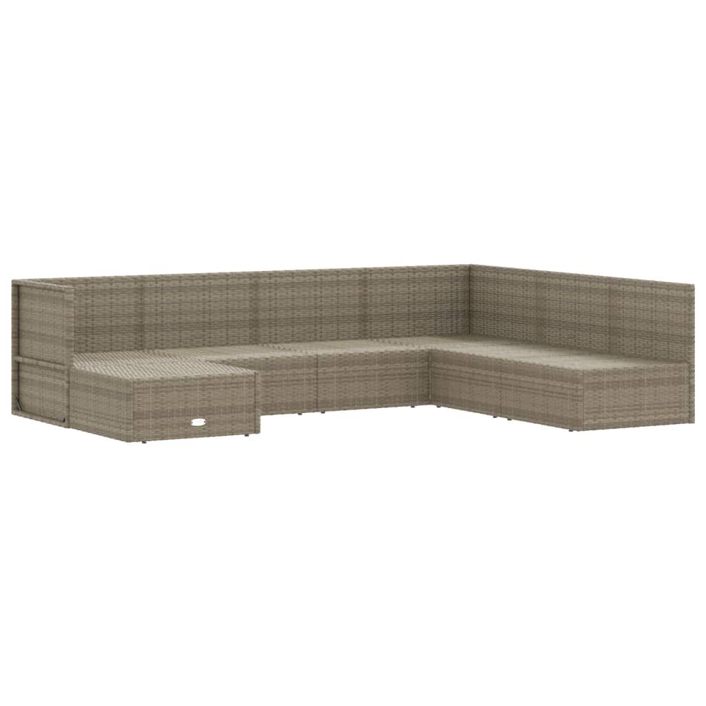vidaXL 7 Piece Garden Lounge Set with Cushions Grey Poly Rattan