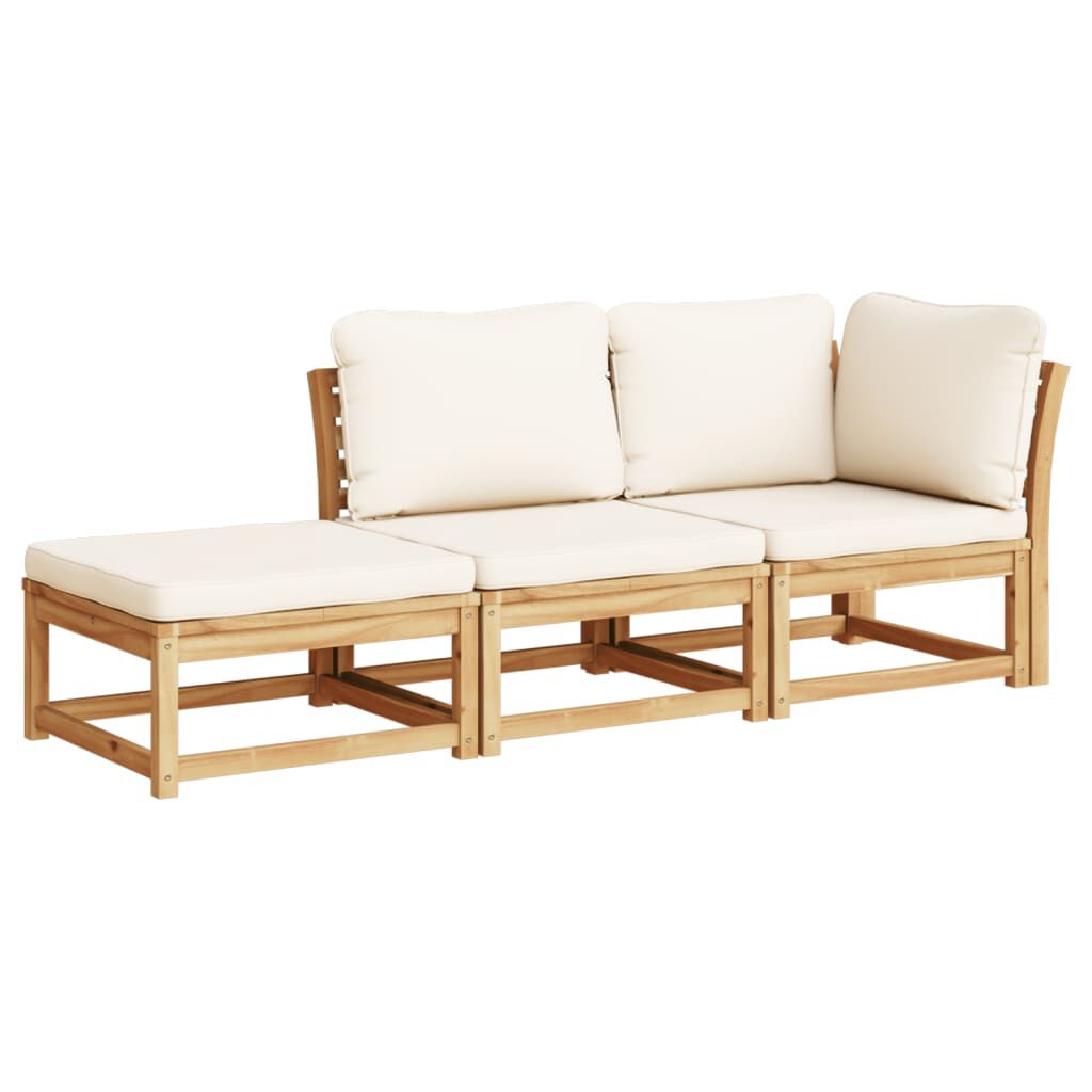 vidaXL 3 Piece Garden Lounge Set with Cushions Solid Wood Acacia
