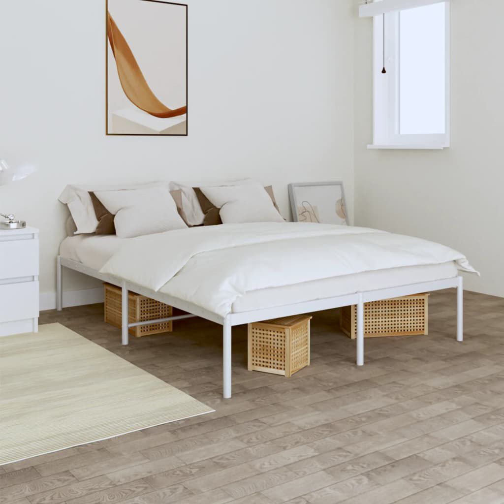 vidaXL Metal Bed Frame without Mattress White 150x200cm