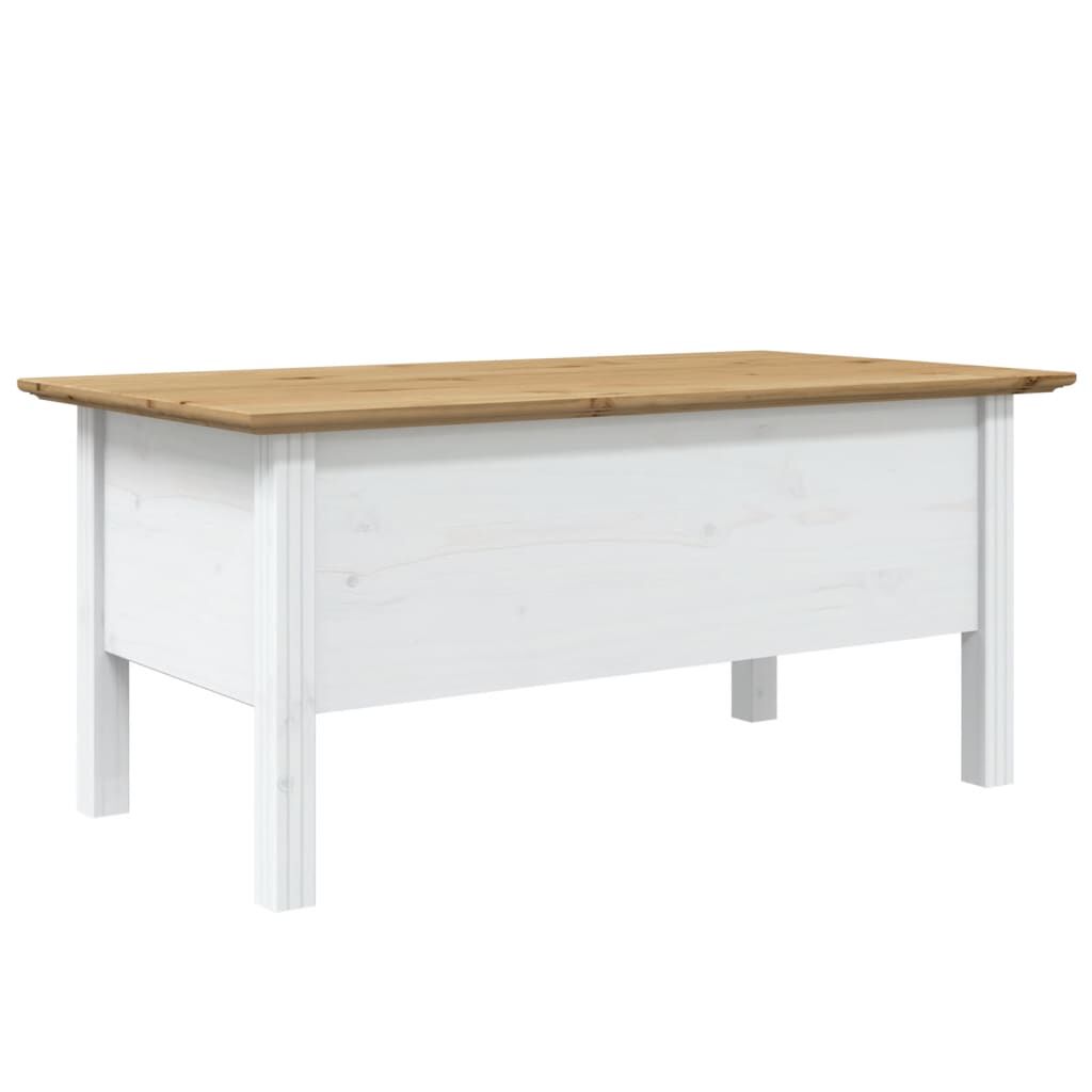 vidaXL Coffee Table BODO White and Brown 100x55x45 cm Solid Wood Pine