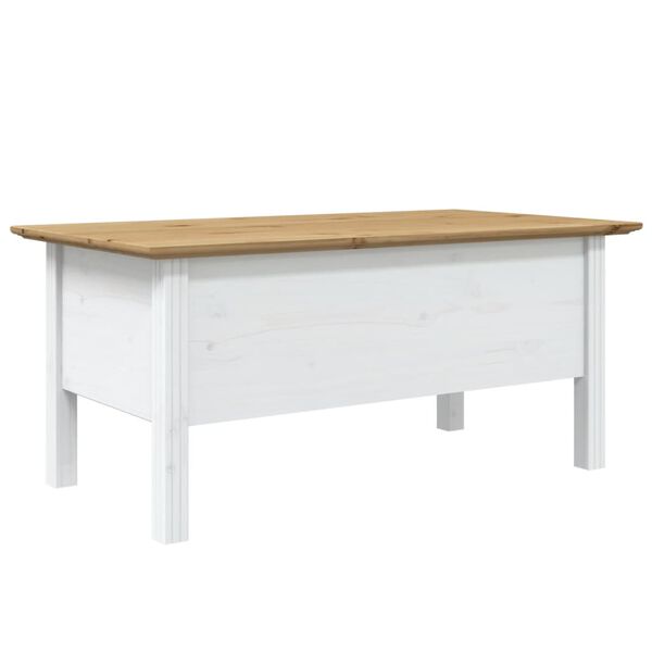 vidaXL Coffee Table BODO White and Brown 100x55x45 cm Solid Wood Pine