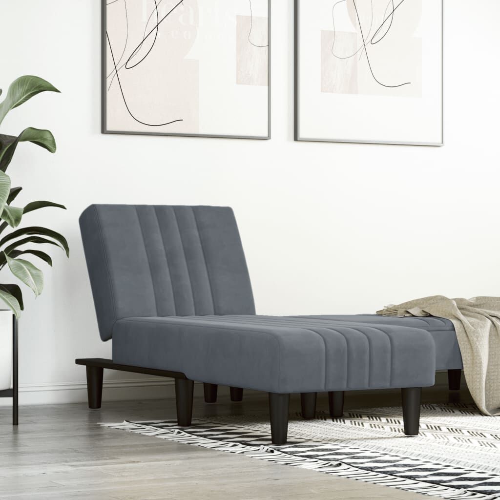 vidaXL Chaise Longue Dark Grey Velvet