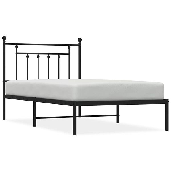vidaXL Metal Bed Frame without Mattress with Headboard Black 100x190cm