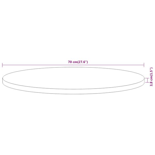 vidaXL Table Top Ø70x3.8 cm Round Solid Wood Acacia