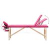 vidaXL Foldable Massage Table 3 Zones Wood Pink
