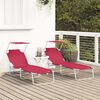 vidaXL Folding Sun Lounger with Canopy Steel and Fabric Red
