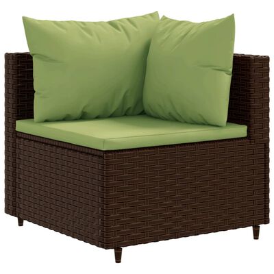 vidaXL 6 Piece Garden Lounge Set with Cushions Brown Poly Rattan