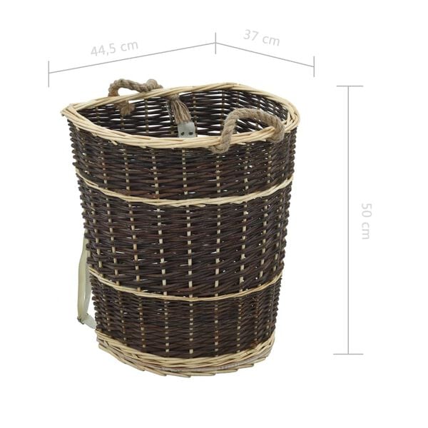 vidaXL Firewood Backpack with Carrying Belts 44.5x37x50 cm Natural Willow