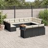 vidaXL 14 Piece Garden Sofa Set with Cushions Black Poly Rattan