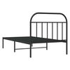 vidaXL Metal Bed Frame without Mattress with Headboard Black 100x190cm