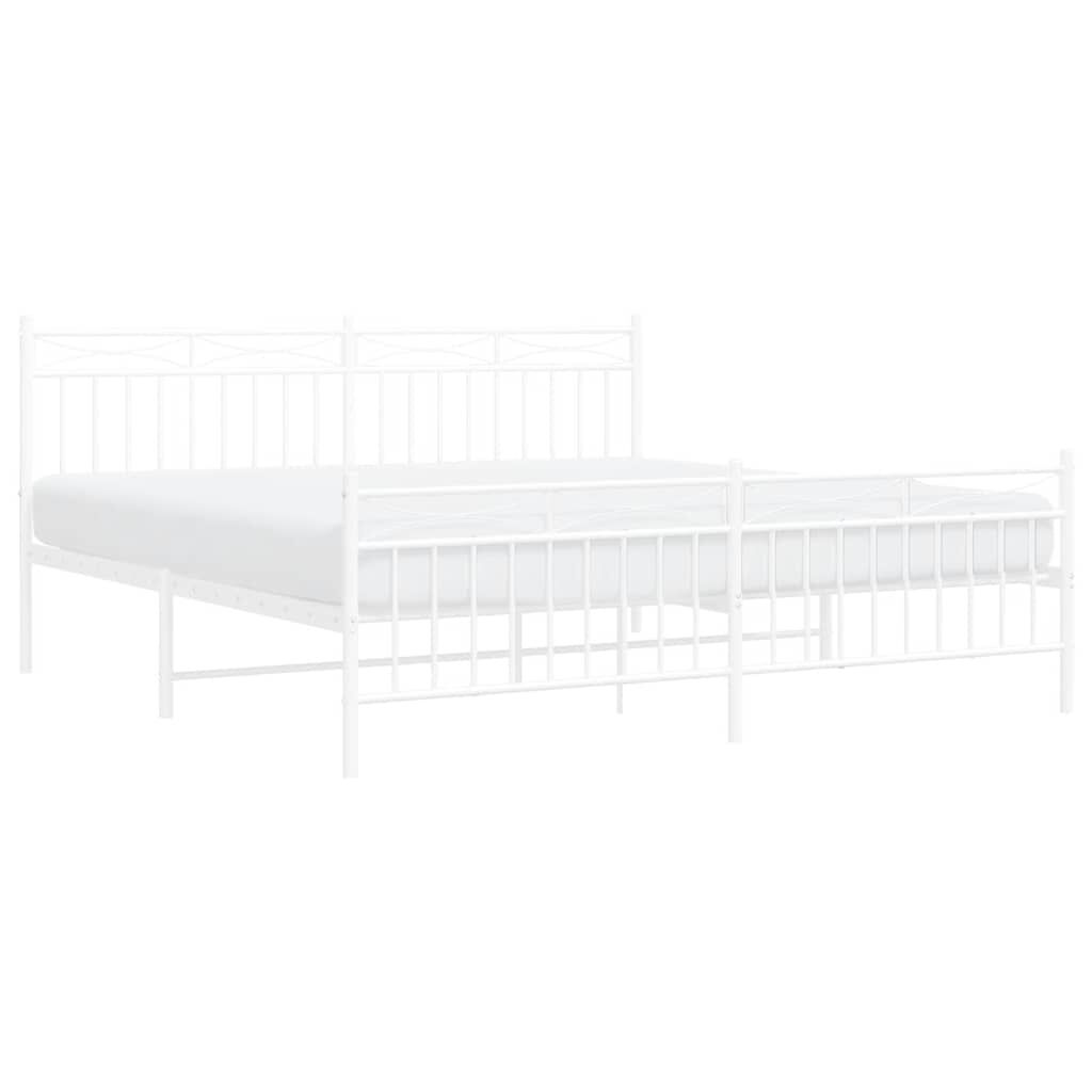 vidaXL Metal Bed Frame without Mattress with Footboard White 183x213cm