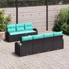 vidaXL Garden Sofa Set with Cushion Manual 8 pcs Black and Turquoise
